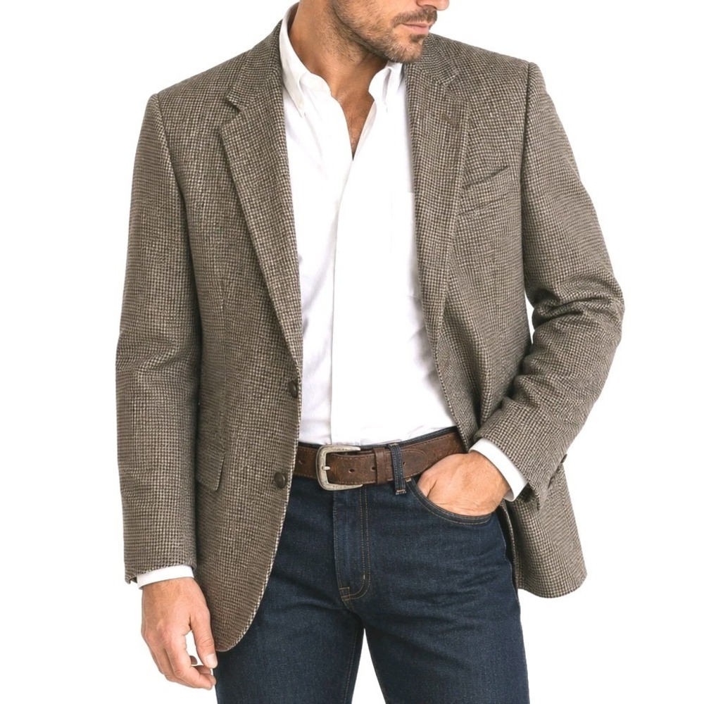 Towncraft Blazer Size 44 R Brown Tan Tweed Wool Blend Jacket Sports Coat